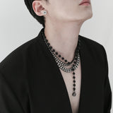 ブラック ライン カーブ チェーンネックレス / [BLESSEDBULLET]black line CURVE chain necklace_blacksilver_13mm/10mm