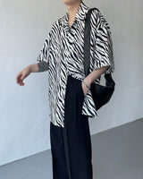 SI オーバーサイズフィットゼブラ半袖シャツ / SI Oversized Fit Zebra Short-Sleeved Shirt (3XL)