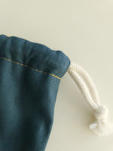 Two tone string pouch - teal blue M