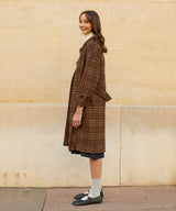 キャッシュウールブレンドローブコート/RCH cashwool blended robe coat check brown