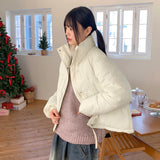 Sizen zipper pocket collar short padded coat