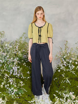 リンクルリボンパフブラウス / Wrinkle Ribbon Puff Blouse (2colors)