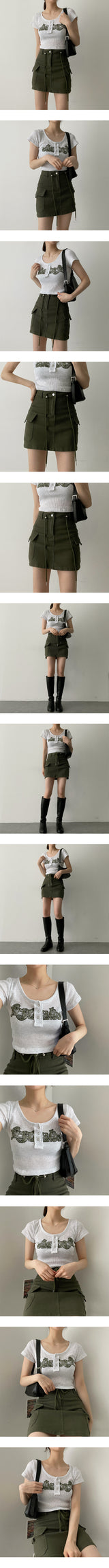 パンタスナップ半袖クロップドTシャツ / Pantasnap Short Sleeve Cropped T-Shirt
