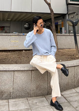 Waffle U-Neck Long Sleeve 4COLOR