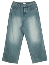 No.0150 color washing denim wide PT