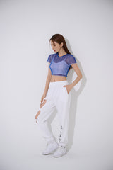 4ライン メッシュ クロップ Tシャツ / TOP(9360) 4 Line Mesh Crop Tee