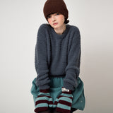 FLUFFY KNIT PULLOVER, CHARCOAL