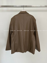 leather oversized-fit blazer jacket