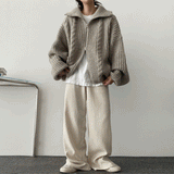 Retodum Two Way High-Neck Twisted Knitted Zip-Up