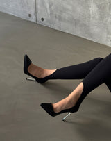 Silver-grooved Stelleto high heels