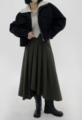 アンバランスプリーツスカート / Unbalanced pleated skirt (2color)