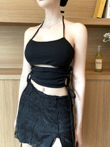 961. スリットホールバックレストップ / 961. Slit hole backless top (3color)