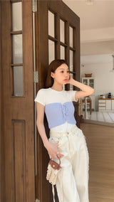 レイヤードニットチューブトップ / layered knit tube top