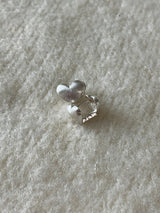 [92.5silver] matt heart one-touch earrings (wide ver.)