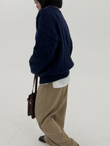 ウールビッグツイストV-ネックニット / Wool big twist V-neck knit (6color)