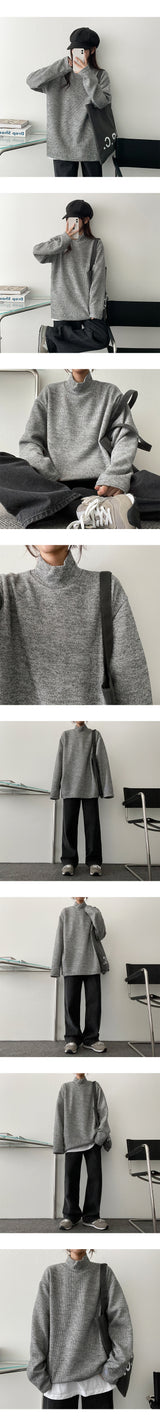パグボクシーフィットルースハーフタートルネックTシャツ