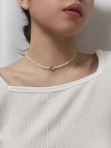 クリスタルハートミービーズチョーカーネックレス / Crystal Heart Me Beaded Choker Necklace