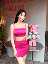 クイーンカードサテンジュエリーチューブトップ / 920. Queen card satin jewellery top (3color)