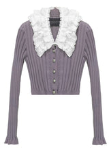 Lace collared cardigan (SET) 
