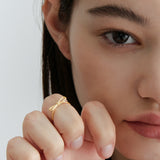 [925 SILVER] Ribbon knots Open ring