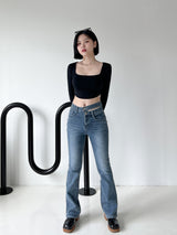 ウエストスリットブーツカットパンツ/no.2326 waist slit bootcut pants