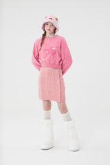 スモールチェリーボタンニットスカート／SMALL CHERRY BUTTON KNIT SKIRT [PINK]