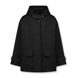 ウールブレンドフィールドフードコート / WOOL BLENDED FIELD HOOD COAT BLACK