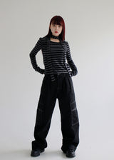 ストライプスカーフセットTシャツ/Stripe scarf set T-shirt (2color)