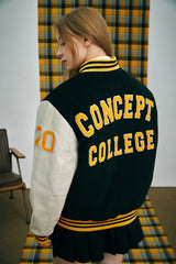 Big Patch Black Ivory Baseball Jacket / Varsity Jacket