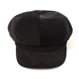 Corduroy Black Newsboy Cap (6590337384566)