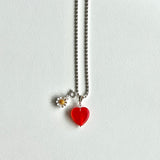 グラスハートネックレス/GLASS HEART NECKLACE(RED)