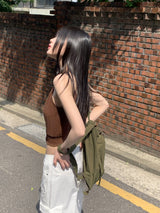 プリーツデイリーナイロンストリングポケットバックパック/Pleated Daily Nylon String Pocket Backpack