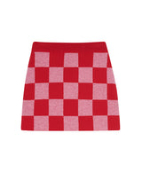 CHECKERBOARD KNIT MINI SKIRT RED (6608602169462)