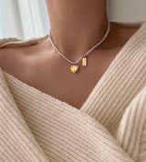 hiv パールハートキッチュネックレス/hiv Pearl heart kitsch necklace (2color)