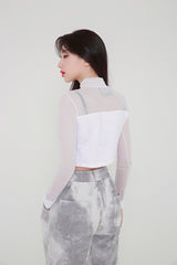 シースルービッグクロップTシャツ/TOP(8218) see-through big crop Tee