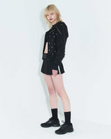 プリーツロゴテープミニスカート / Pleated Logo-Tape Mini Skirt _ Black