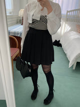 ribbon tie stockings (black)