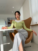 イエロービーントップカーディガンツーピース/yellow bean top cardigan two-piece