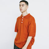 チェーンケーブルカラーハーフニット / CHAIN CABLE COLLAR HALF KNIT ORANGE