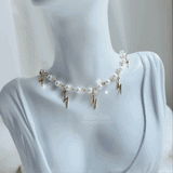 サンダーラプソディーパールチョーカーネックレス / Thunder Rhapsody Pearl Choker Necklace - Gold Color