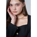 TWIST GOLD CHAIN EARRING (6618489946230)