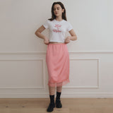 サテンレースミディスカート /Satin Lace midi skirt [3 Color]