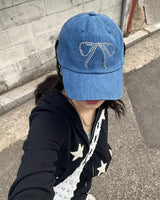 デニムリボンキャップ / denim ribbon cap (deep blue)