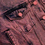 WINE DENIM CROP TRUCKER JACKET
