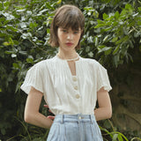 リネンポイントダーツブラウス/[LINE] Line Point Dart Blouse