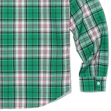 オーバーフィット格子縞チェックシャツ/OVERFIT PLAID CHECK SHIRT-GREEN+PINK