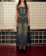デニムパネルドチューブトップ / DENIM PANELLED TUBE TOP (BLUE)