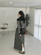 Lush back slit long skirt