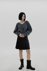 テビパフVネックニット/Tebi Puff V-neck Knit (4color)