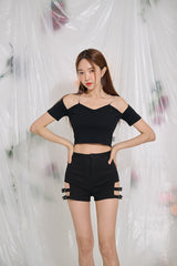 VチェーンショートスリーブクロップTシャツ / TOP(9290) V Chain Short Sleeve Crop Tee